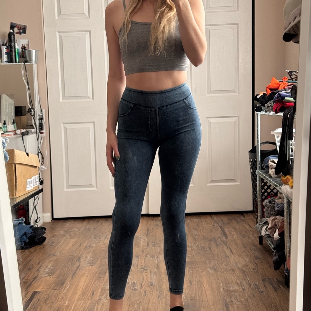 High-Waisted Denim Leggings